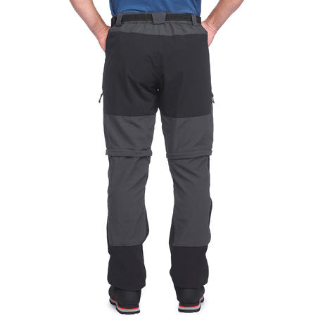 Чоловічі модульні штани TREK 500 для трекінгу в горах - Темно-сірі