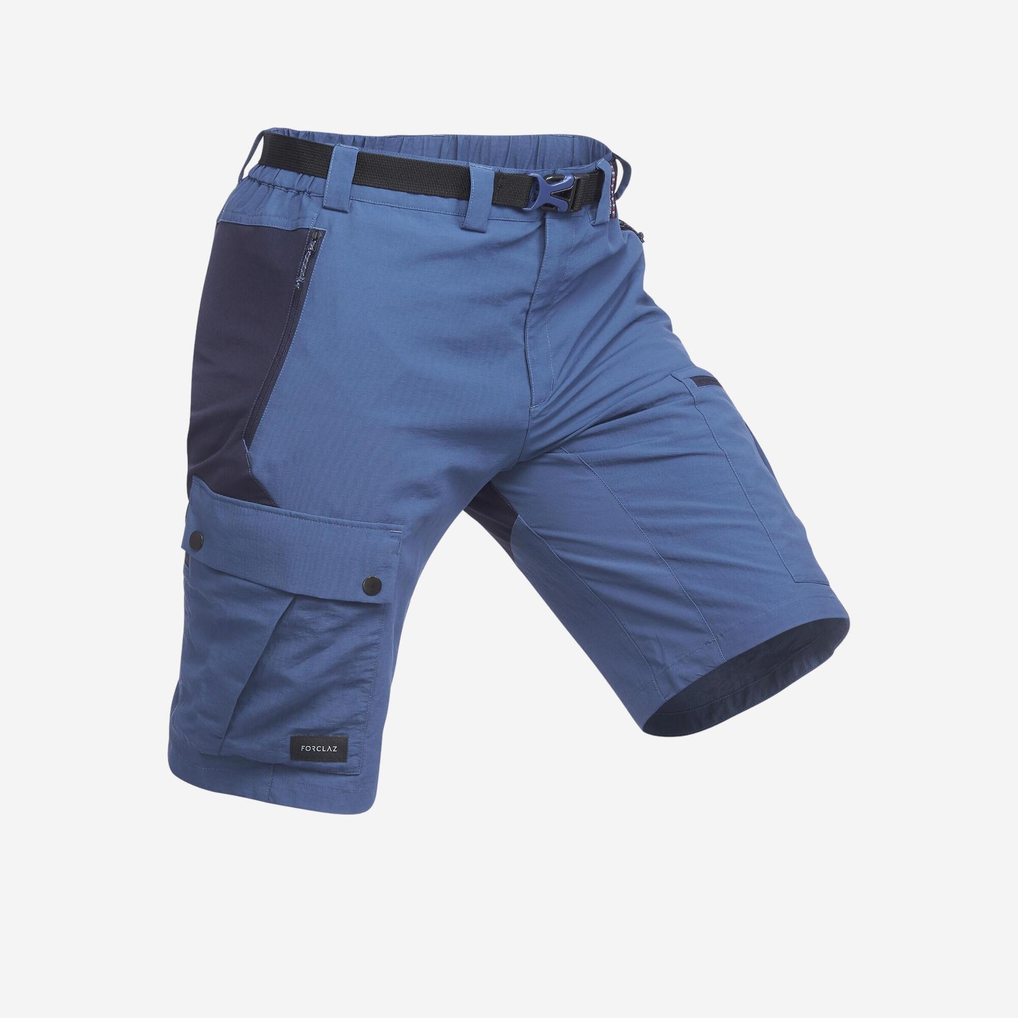 Men's Mountain Trekking Multi-Pocket Shorts - TREK 500 - Blue | forclaz