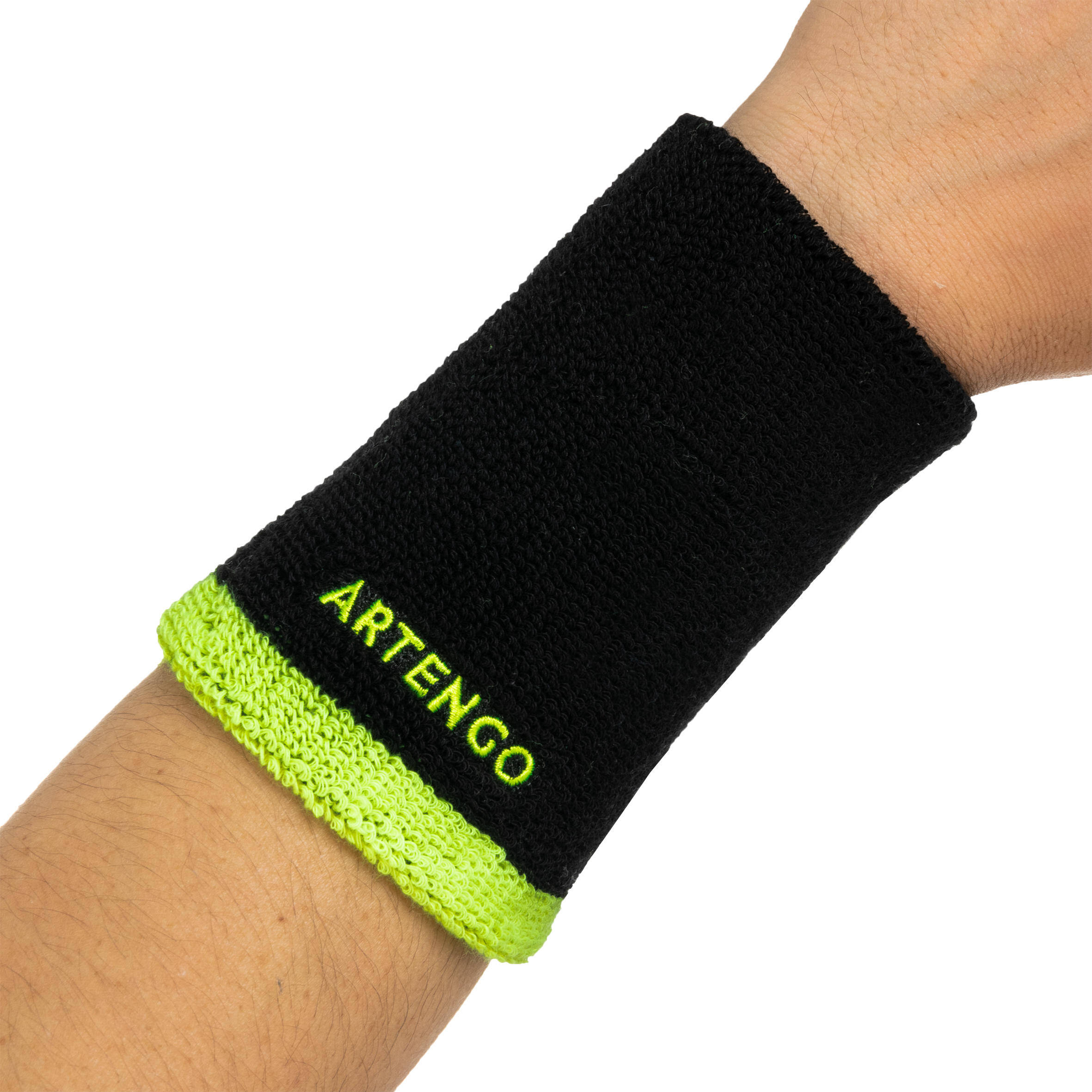 Tennis Wristband TP100 XL Black and Yellow -  2