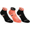 Športové ponožky RS500 stredne vysoké čierno-koralové 3 páry