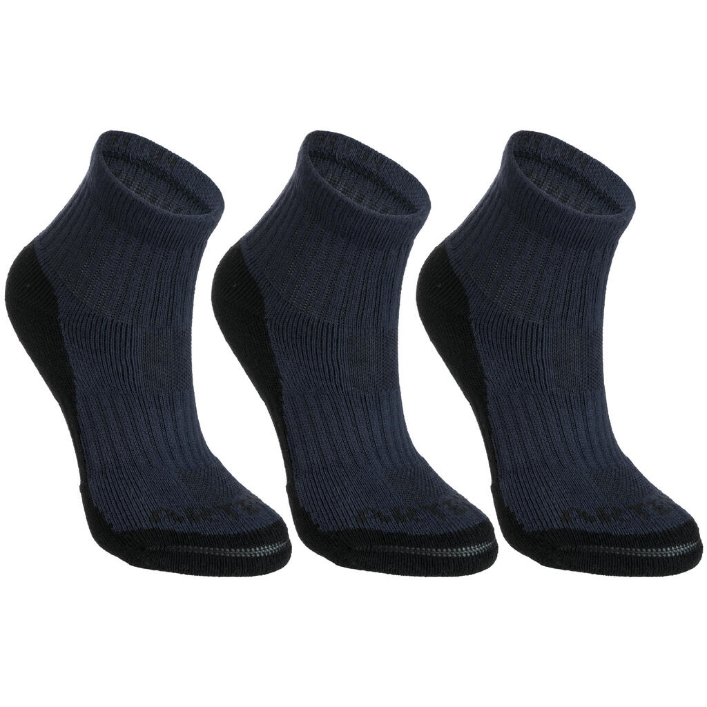 Kids' Mid Tennis Socks RS 500 Tri-Pack - Navy