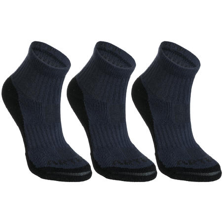 Дитячі середні шкарпетки 500 для тенісу, 3 пари - Темно-сині
