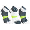 Detské športové ponožky RS 160 stredne vysoké bielo-sivo-žlté 3 páry
