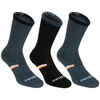 Športové ponožky RS 500 vysoké sivo-čierne 3 páry