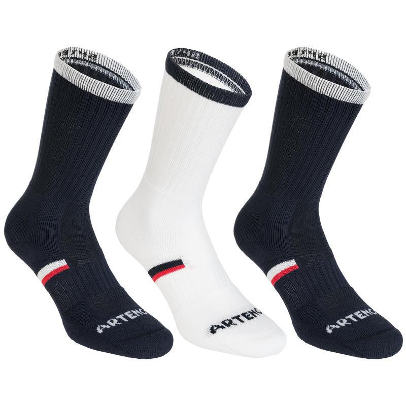 BAS DE SPORT HAUTES ARTENGO RS 500 MARINE BLANC LOT DE 3 BAS DE SPORT HAUTES ARTENGO RS 500 MARINE BLANC LOT DE 3