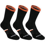 VISOKE ČARAPE ZA SPORTOVE S REKETOM 500 ZA ODRASLE ZELENE/NARANČASTE 3 PARA