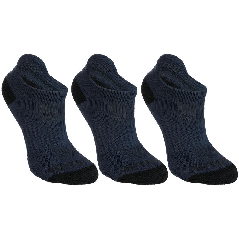 Dětské nízké tenisové ponožky RS500 tmavě modré 3 páry 