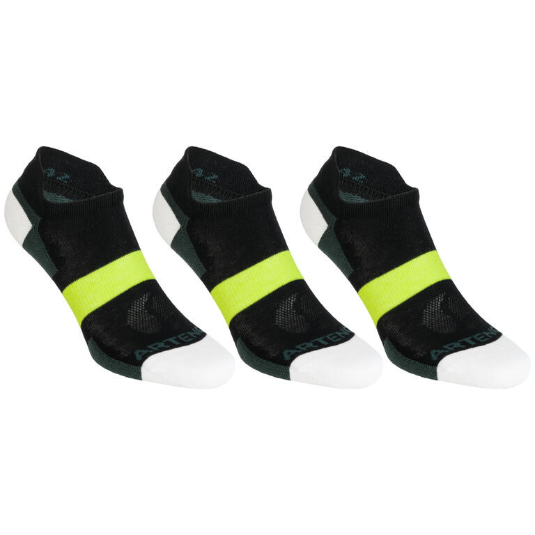 Low Sports Socks RS 160 Tri-Pack - Glossy Black - Decathlon