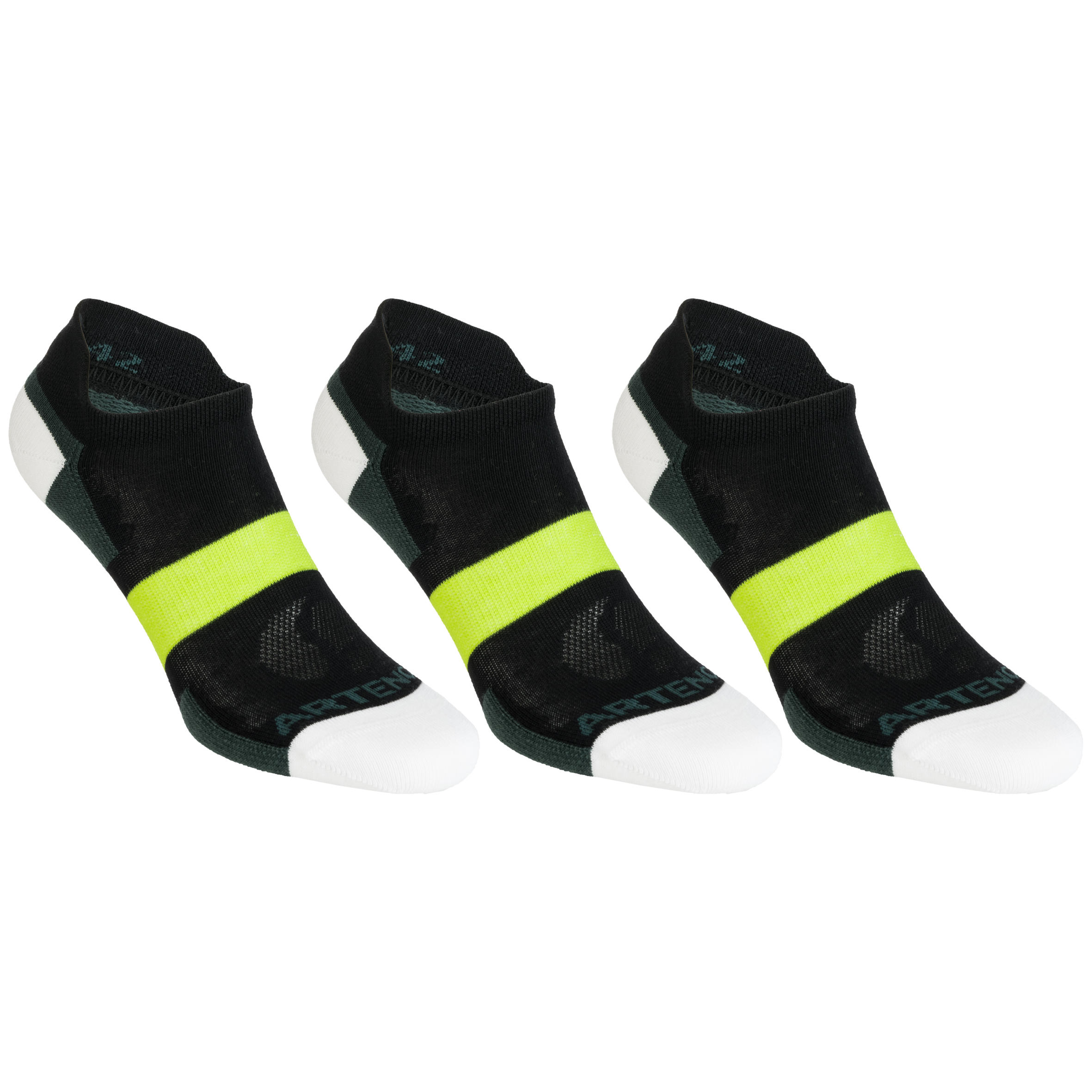 ARTENGO RS 160 Low Sports Socks Tri-Pack - Black/Khaki/Yellow