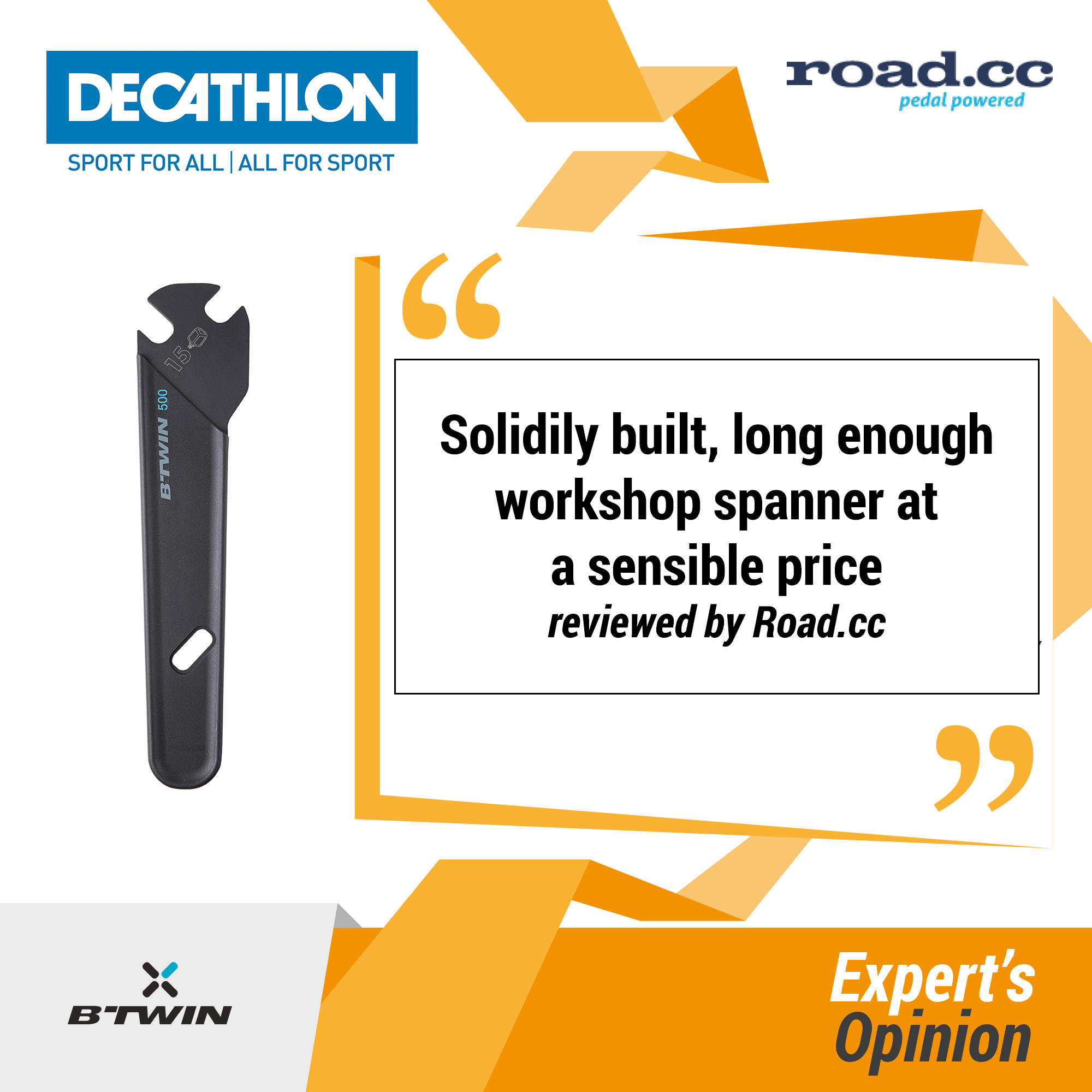 15 mm Pedal Spanner BTWIN Decathlon
