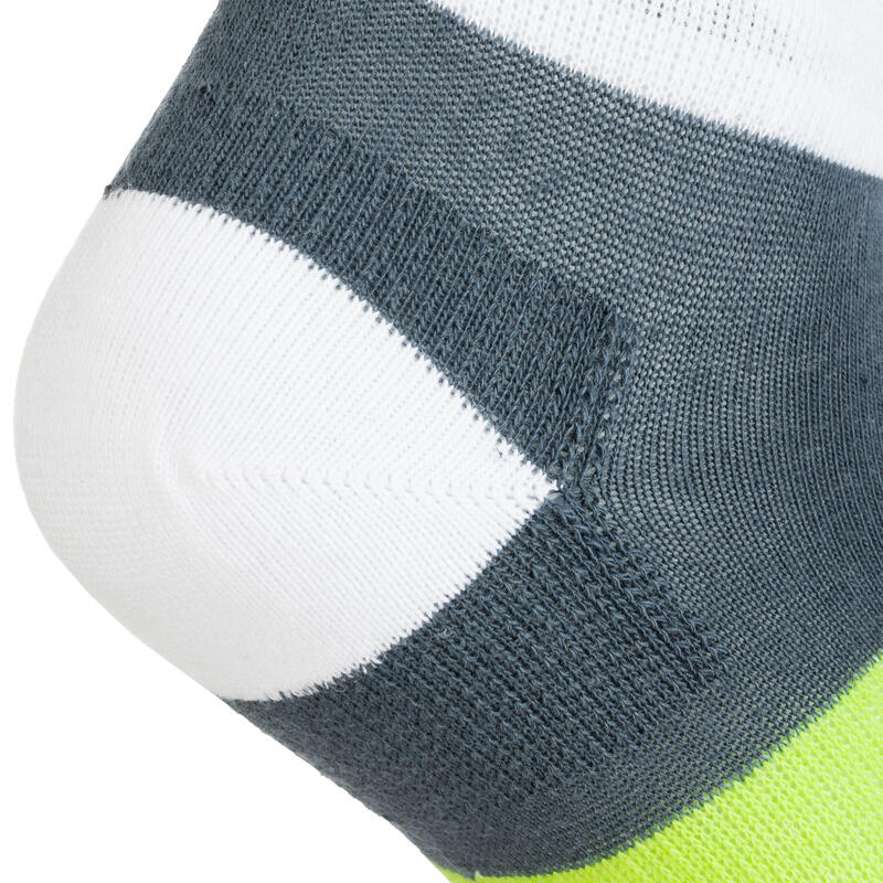 CHAUSSETTES DE SPORT ENFANT MI-HAUTES ARTENGO RS 160 GRIS BLANC JAUNE LOT DE 3