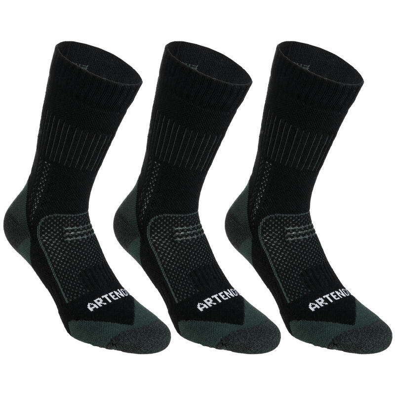 Set 3 Perechi Şosete Lungi Tenis RS900 Negru-Gri Adulți