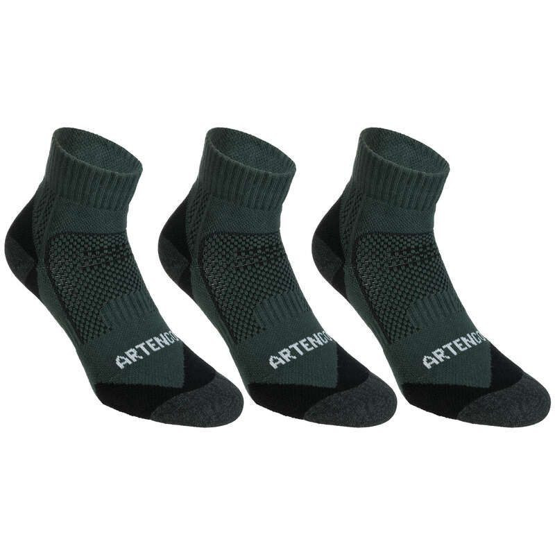 ADULT SOCKS Tennis - RS900 Mid Tri-Pack Khaki/Black ARTENGO - Tennis