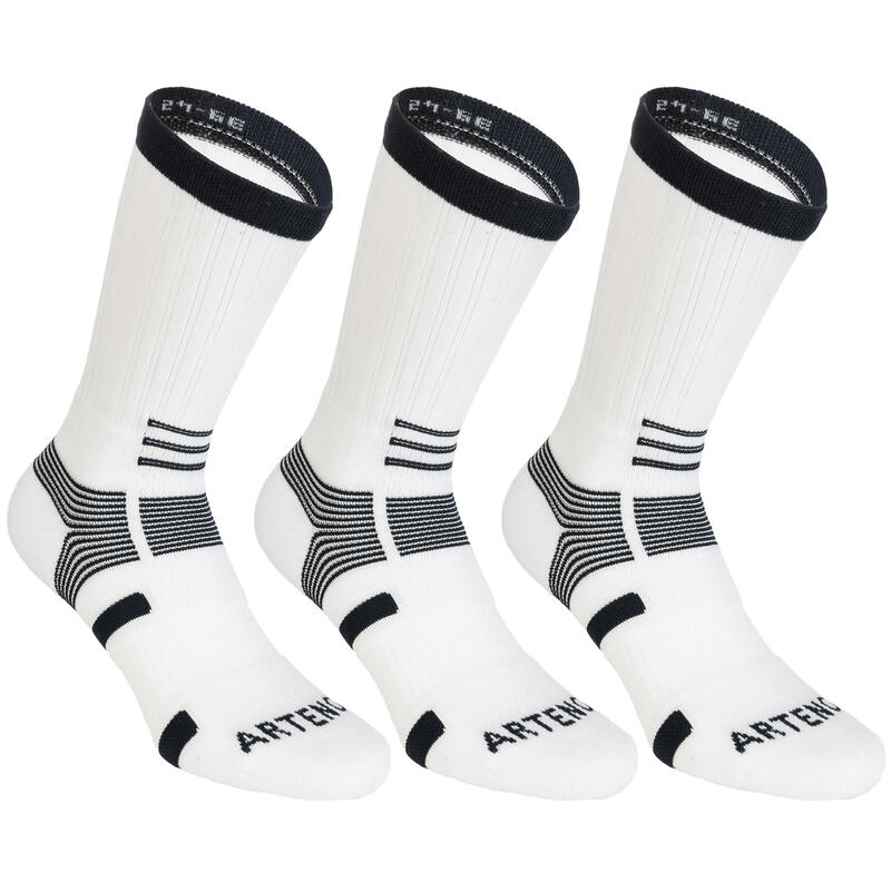 Set 3 Perechi Şosete Lungi Tenis RS560 Negru-Gri Adulți 