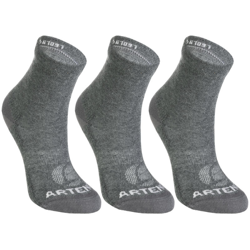 BAS DE SPORT ENFANT HAUTES ARTENGO RS 160 GRISES LOT DE 3 BAS DE SPORT ENFANT HAUTES ARTENGO RS 160 GRISES LOT DE 3