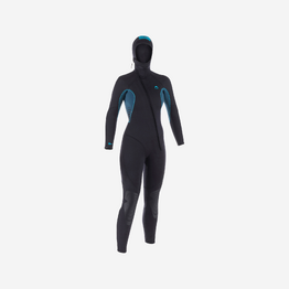 Combinaison plongée avec cagoule Femme néoprène 7.5mm - SCD 500 noir et bleu