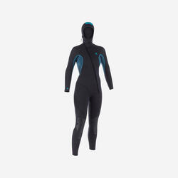 Dameswetsuit met kap voor diepzeeduiken SCD 500 neopreen 7,5 mm zwart/blauw