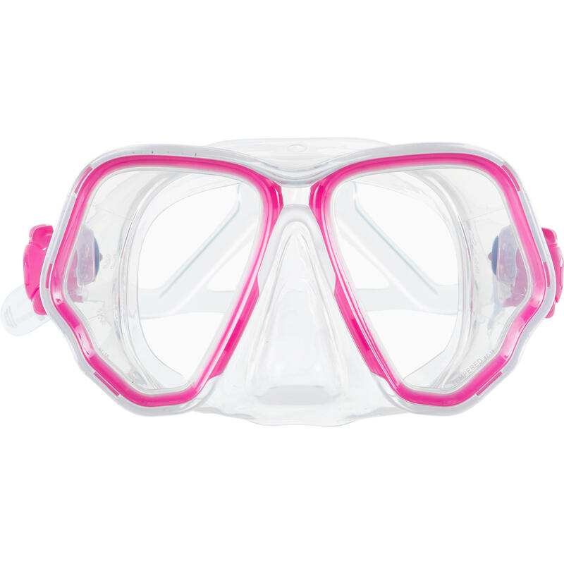 Masque de plongée sous marine SCD 500 Bi-hublot jupe cristal et rose