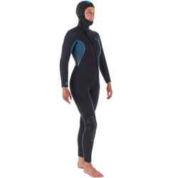 Women's diving wetsuit with hood 7.5 mm neoprene - SCD 500 black and blue