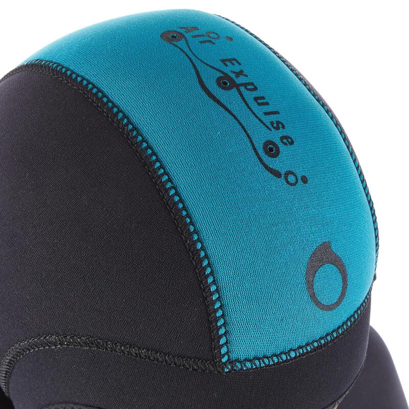 Muta subacquea donna 500 neoprene 7,5 mm cappuccio nero-azzurro