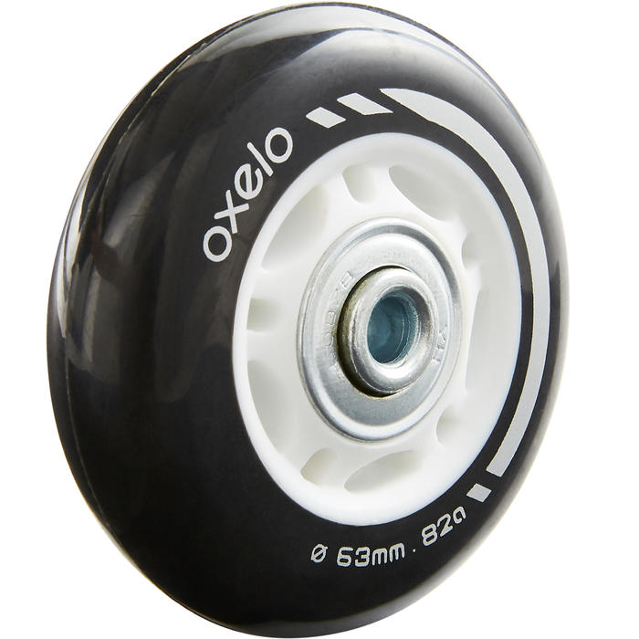 Inline Skate Wheels Oxelo Play 63mm 82A 4pc - Grey