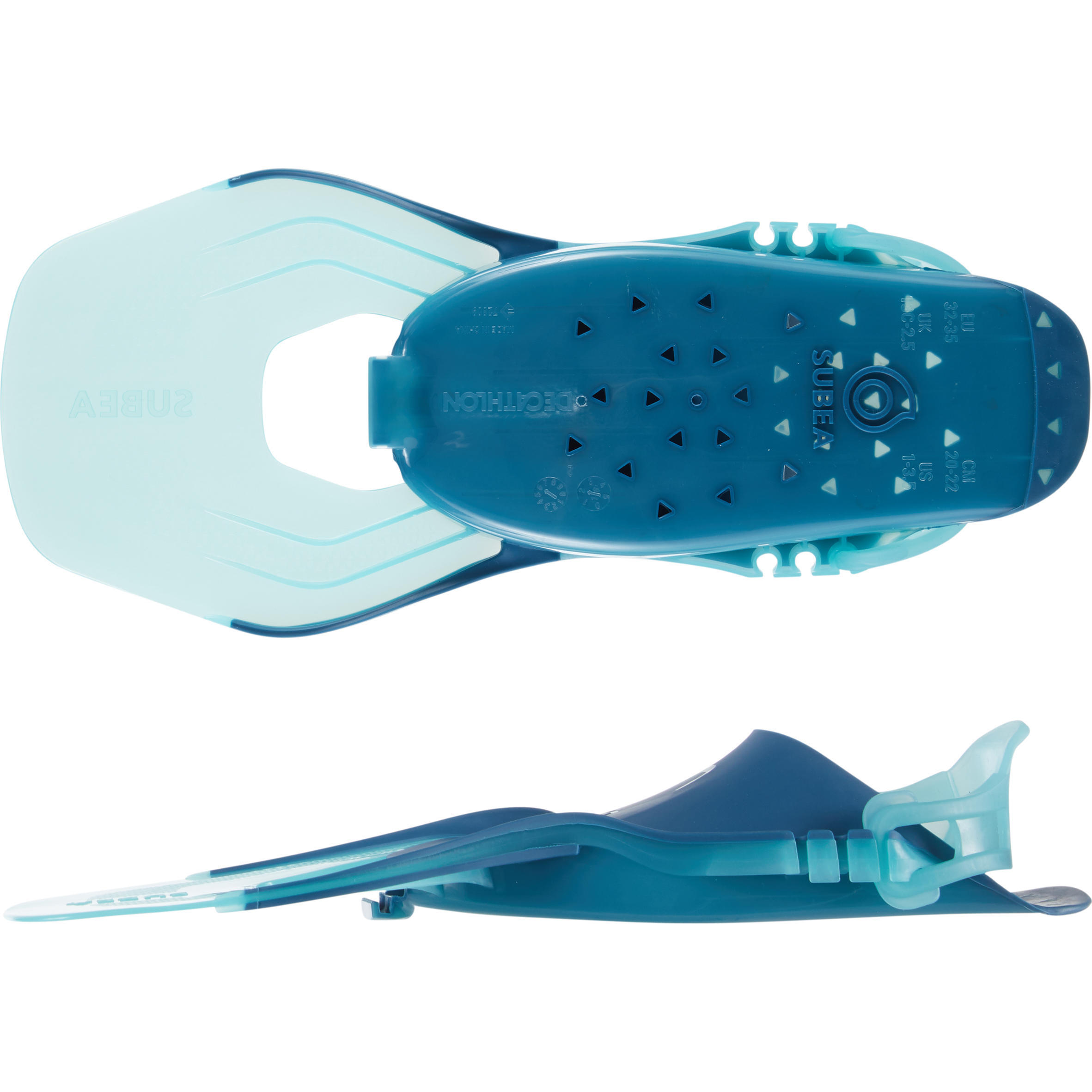 Kids' Adjustable Diving Fins - OH 100 Turquoise 4/10