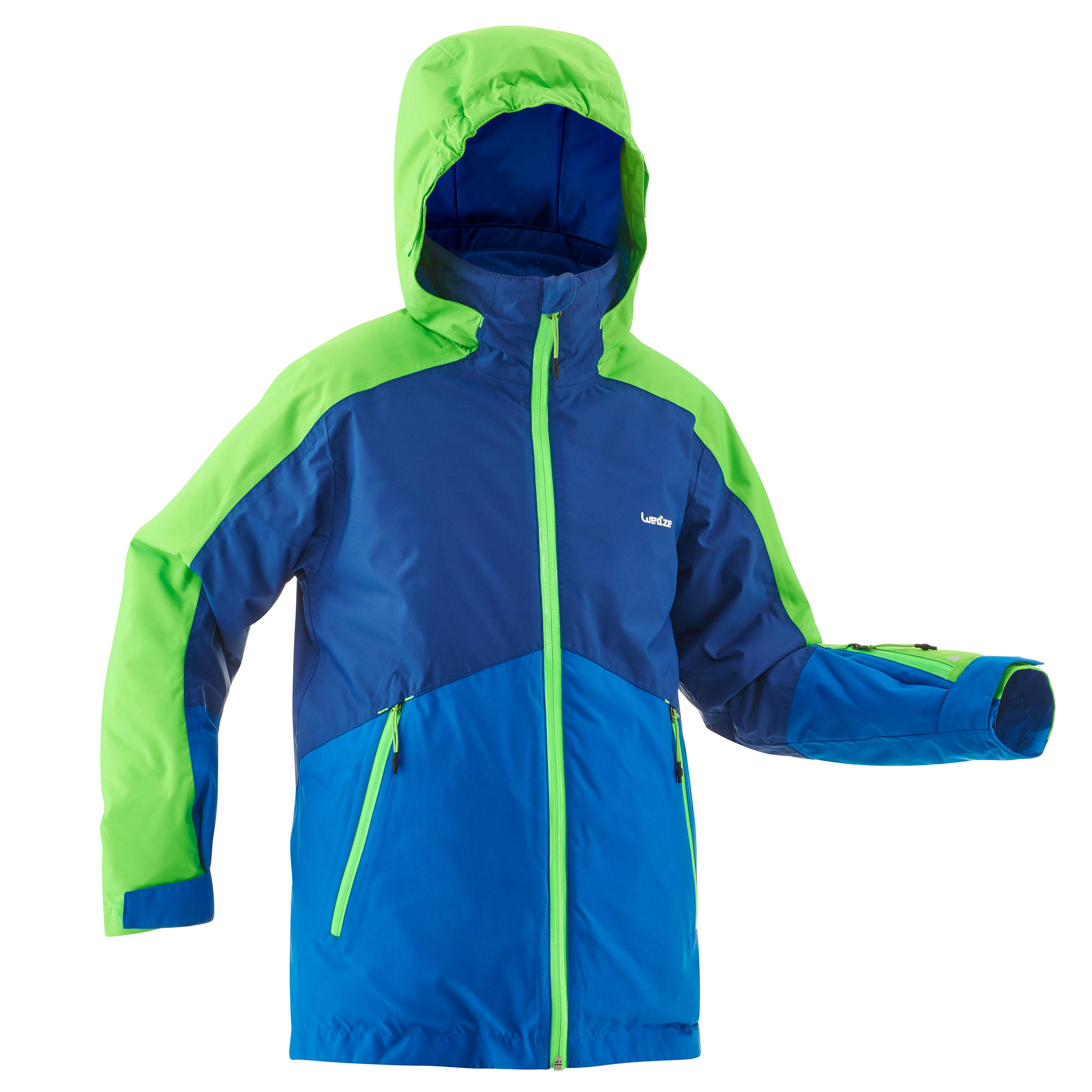 CHILDREN SKI JACKET 580 - BLUE AND GREEN NEON 1/8