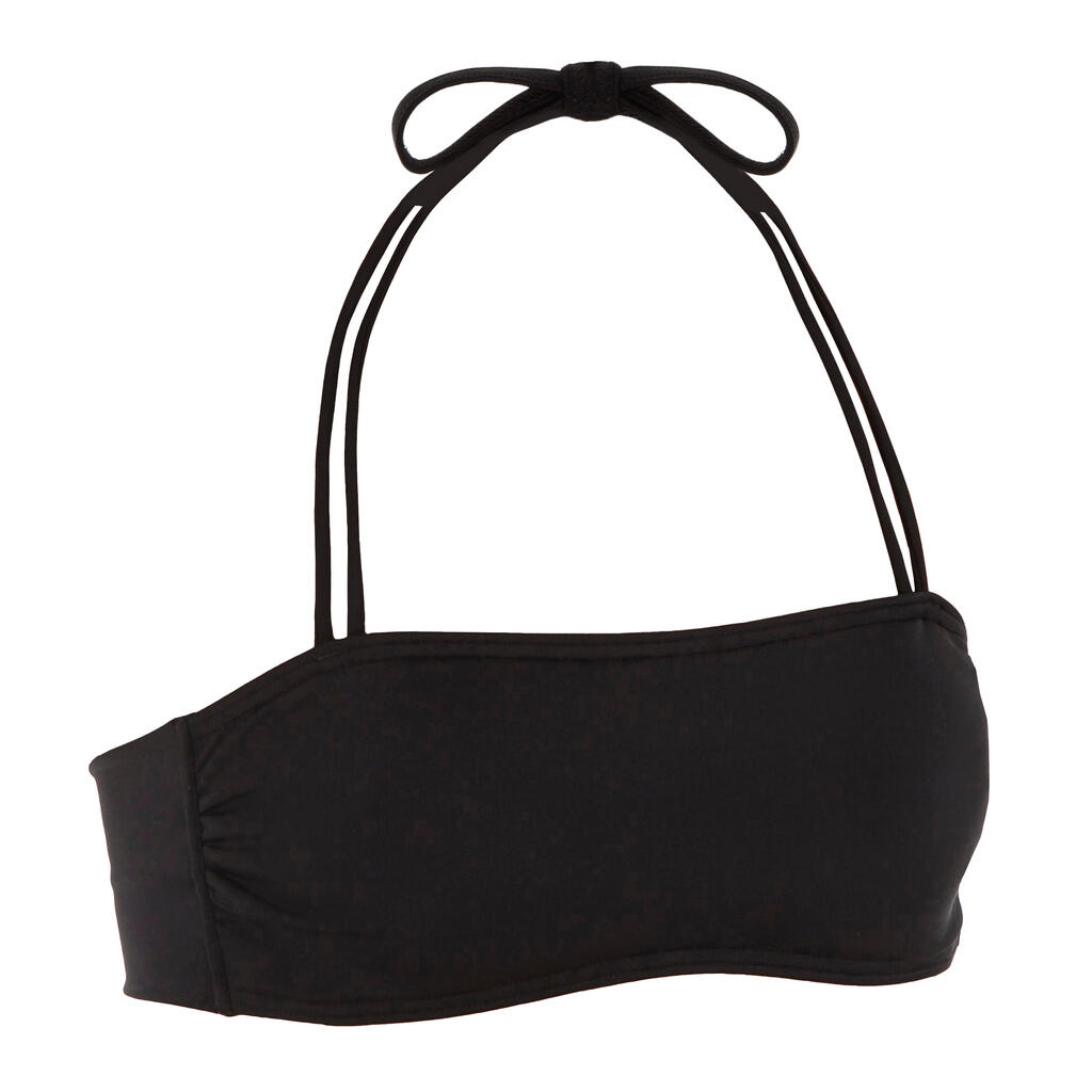 Haut de maillot de bain Bandeau LAURA NOIR avec coques amovibles