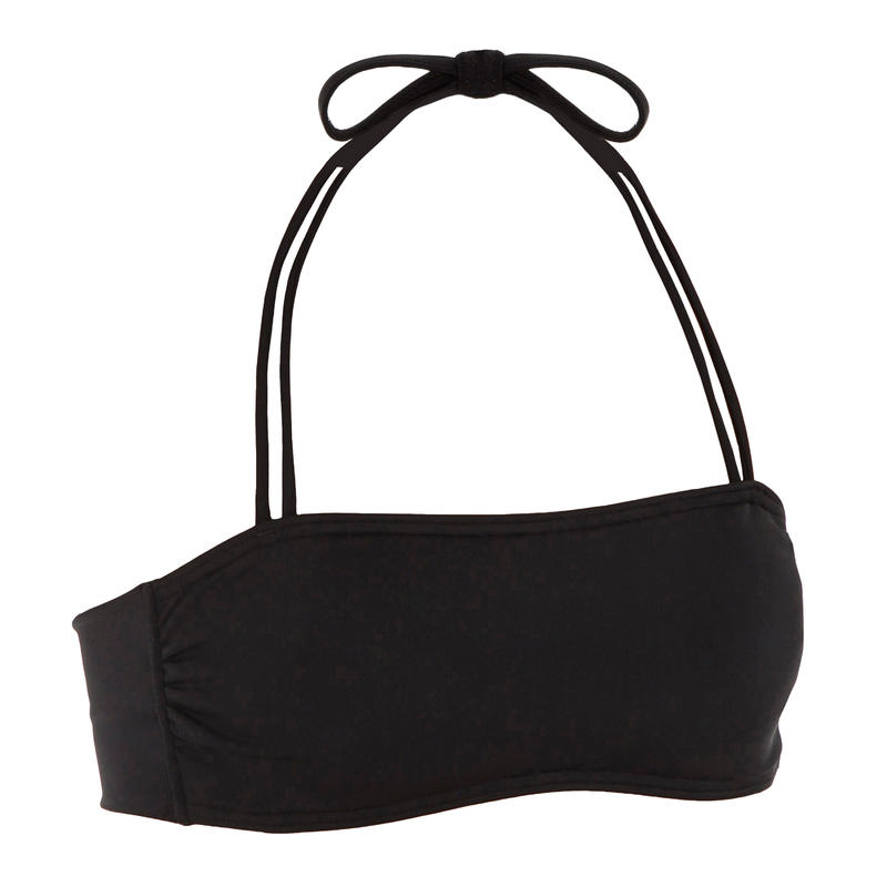 Bandeau Swimsuit Top LAURA BLACK with Removable Padded Cups Decathlon