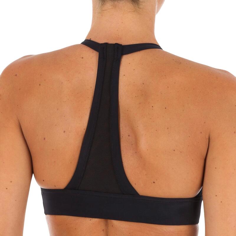 Top Bikini Surf Sujetador Transparencias Olaian Ajuste Espalda Isa Mujer Black