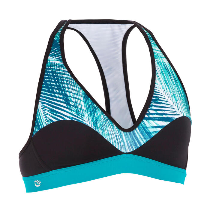 Top Bikini Surf Sujetador Deportivo Espalda Olaian Ana Mujer Azul Selva
