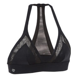 Isa Women's Surfing Crop Top Swimsuit Top with Very Open Back - Black