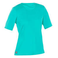 T-shirt de surf anti-UV surf manches courtes turquoise - Femmes