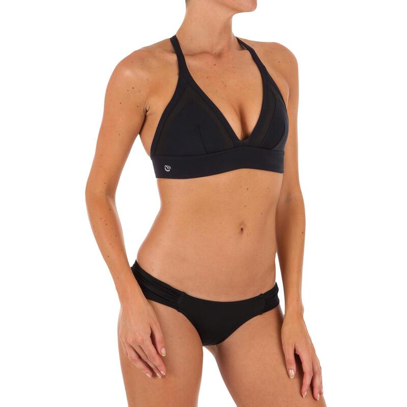 Haut de maillot de bain femme brassière de surf ISA NOIRE avec dos ultra dégagé