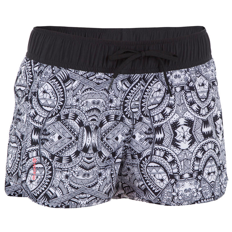 Short de bain surf femme TINI MAORI ceinture élastique et cordon de serrage. Short de bain surf femme TINI MAORI ceinture élastique et cordon de serrage.