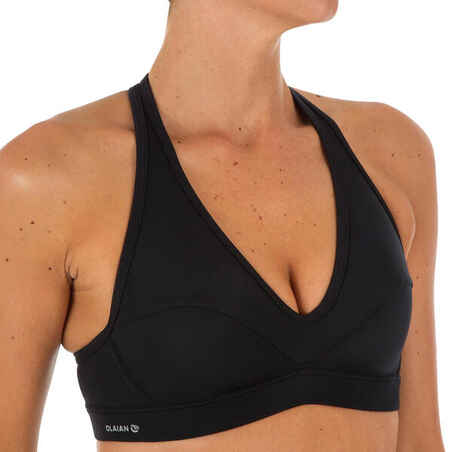 Ana Women's Surfing Crop Top Swimsuit Top Black