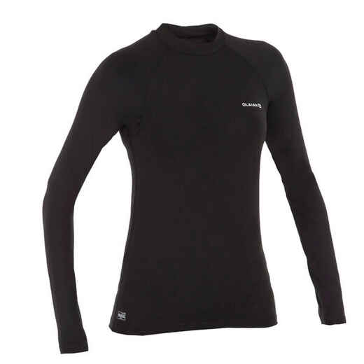 
      Γυναικεία μακρυμάνικη μπλούζα για surf με προστασία από UV - Μαύρο
  