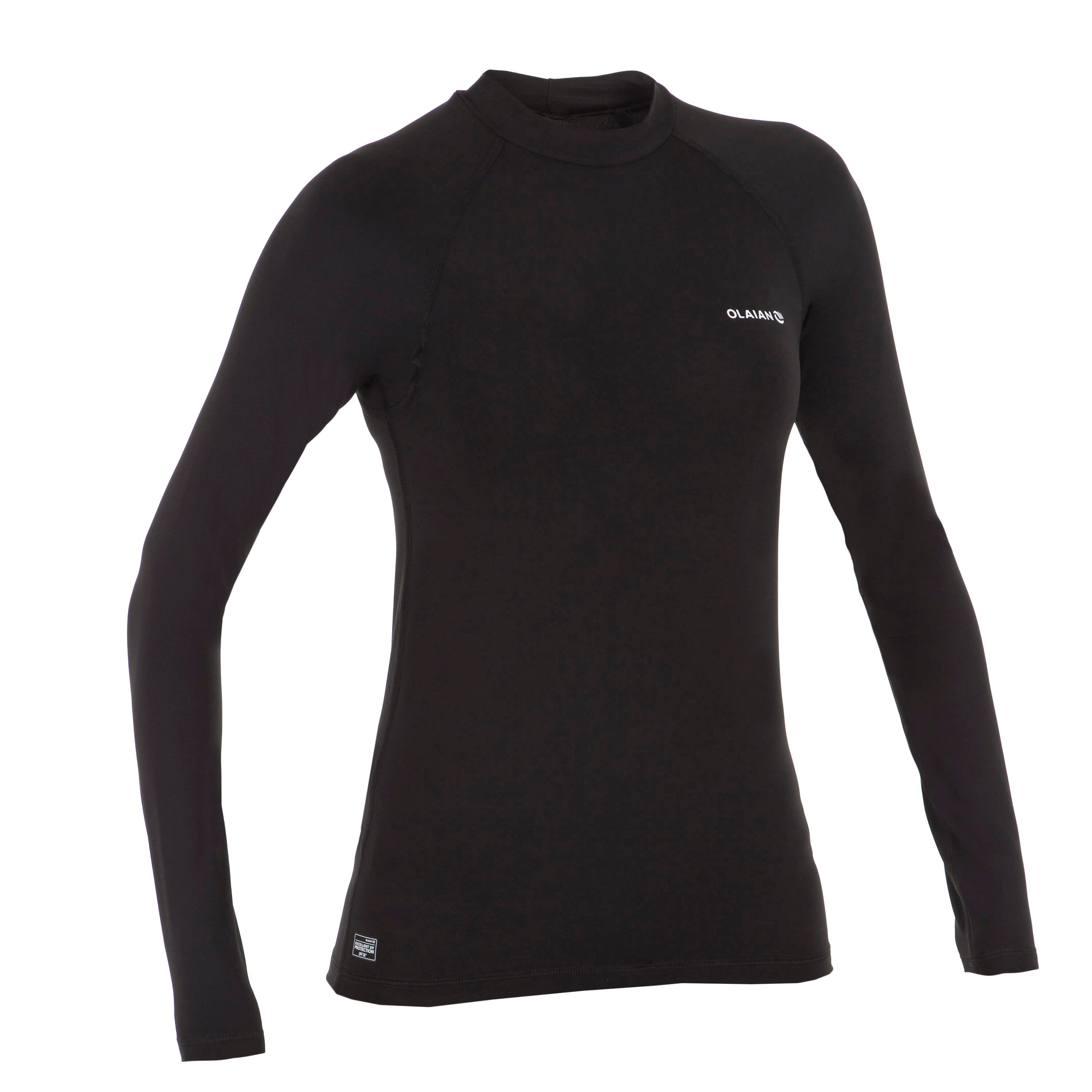 Playera anti UV de surf manga larga mujer negra Decathlon