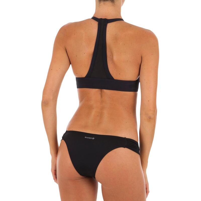 Top Bikini Surf Sujetador Transparencias Olaian Ajuste Espalda Isa Mujer Black