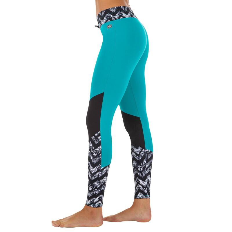 LEGGINGS SURF ANTI-UV 500 MUJER M NEGRO Y TURQUESA