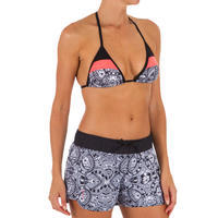 Boardshort surf femme TINI MAORI avec ceinture élastiquée et cordon de serrage.