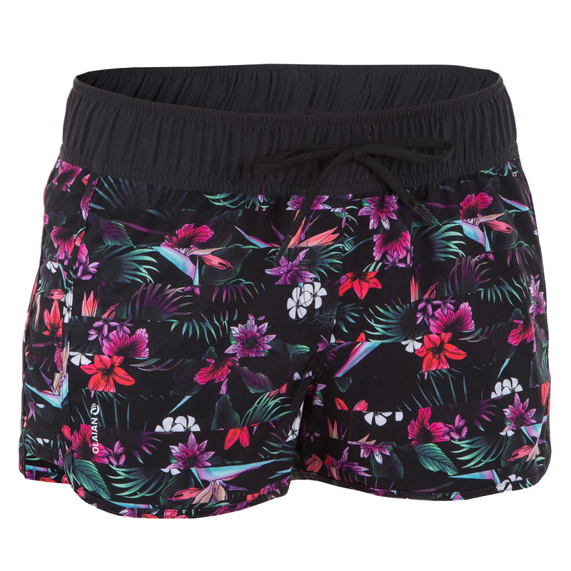 Short de bain surf femme TINI DECIM avec ceinture élastique et cordon de serrage Short de bain surf femme TINI DECIM avec ceinture élastique et cordon de serrage