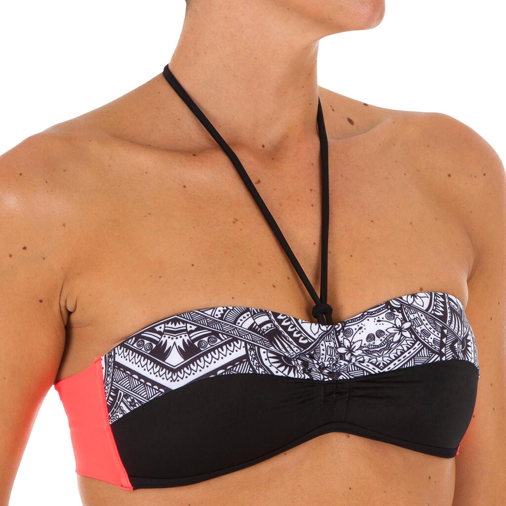 Women's Bandeau Swimsuit Top with Fixed Padded Cups Laeti Maori