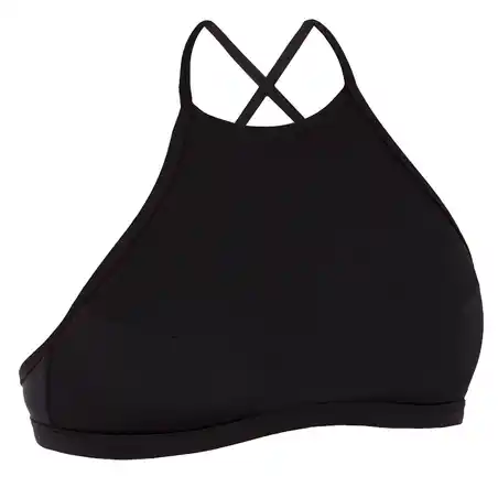 Women's surfing swimsuit bikini top with padded cups ANDREA - BLACK