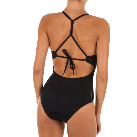 Crni jednodelni kupaći kostim s prilagodljivim leđnim delom BEA