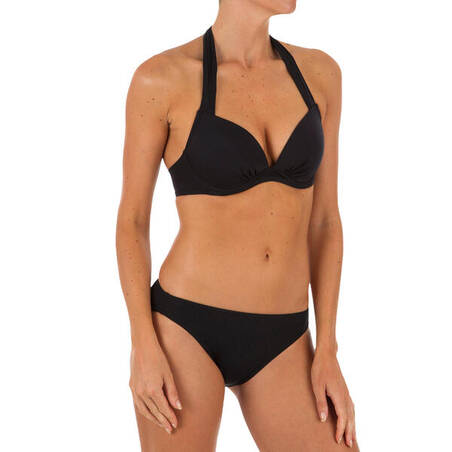 Elena Women's Push-Up Swimsuit Top with Fixed Padded Cups - Black