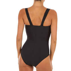 Dora Women's One-Piece Body-Sculpting Swimsuit with Flat Stomach Effect - Black