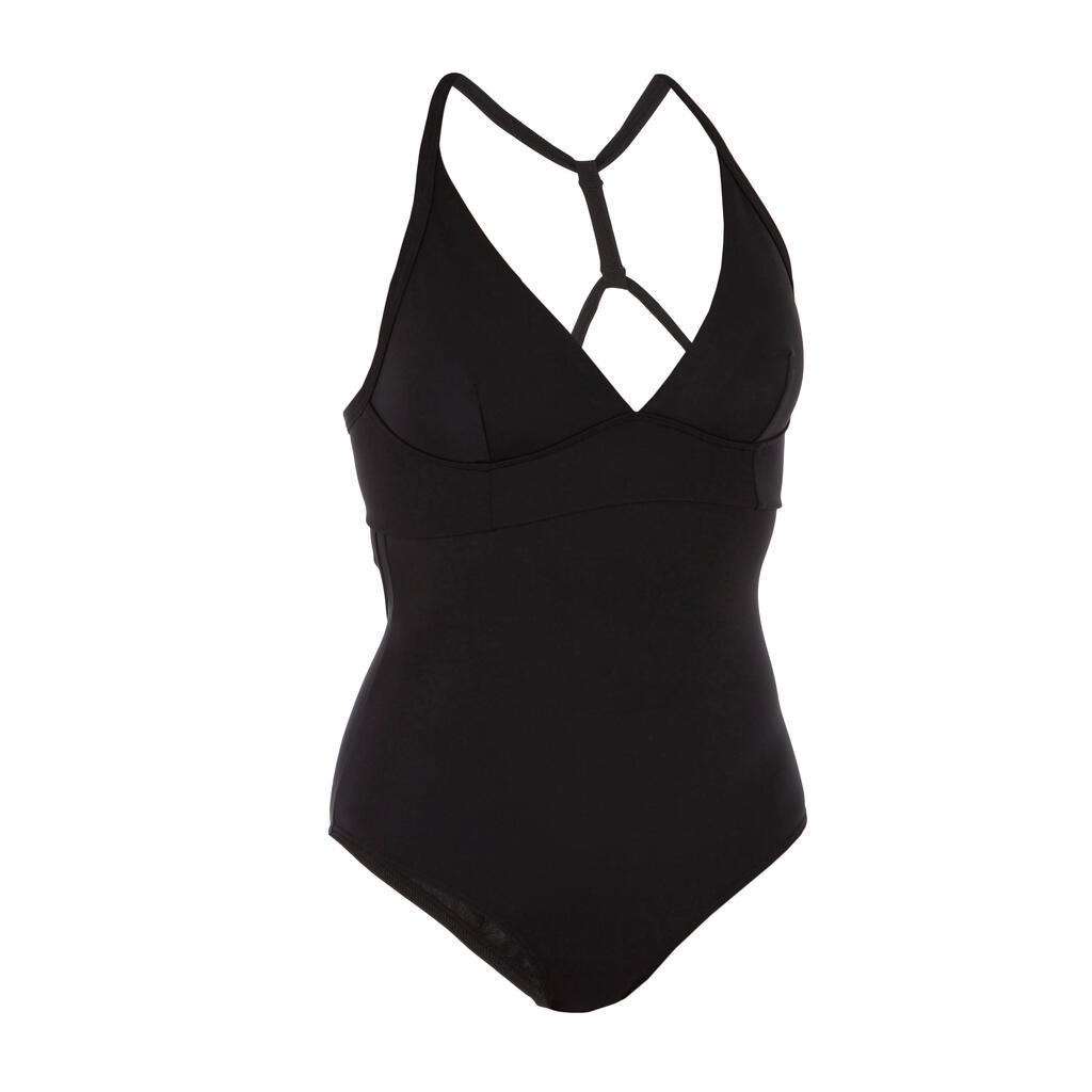 Women's 1-piece surf swimsuit with adjustable back BEA BLACK