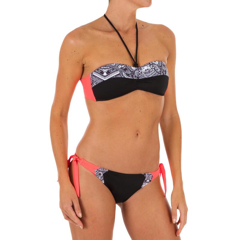 Bas de maillot de bain culotte nouée de surf SABI MAORI noir et blanc