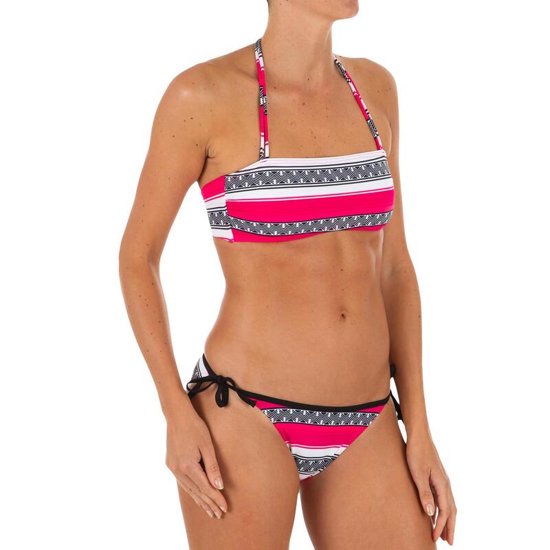 Top Bikini Surf Palabra de Honor Olaian Laura Mujer Bandeau Tirantes Rosa Negro